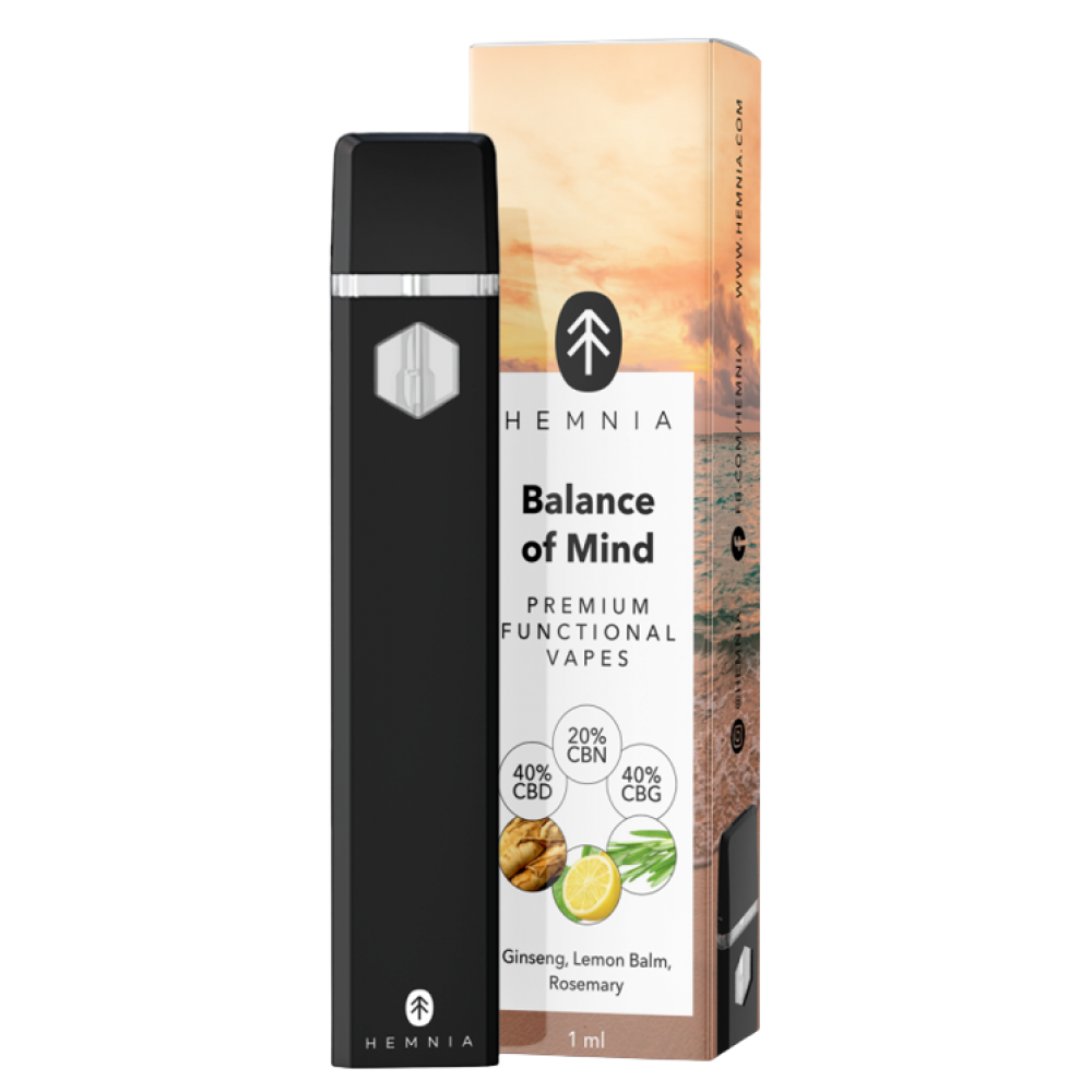 Premium Functional Vape Pen Balance of Mind - 40 % CBD, 40 % CBG, 20 % CBN, ginseng, βάλσαμο λεμονιού, δεντρολίβανο, 1 ml Ηλεκτρονικά Τσιγάρα