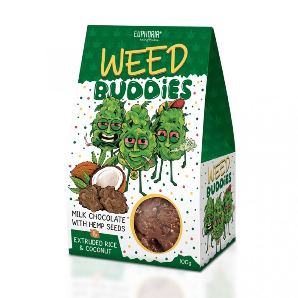 Euphoria Weed Buddies Milk Chocolate With Hemp Seeds Προϊόντα Κάνναβης