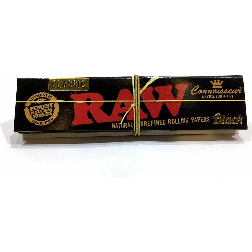 Raw Χαρτάκια Στριφτού Τσιγάρου Classic Black Slim King Size με Τζιβάνες 32 φύλλα Αξεσουάρ