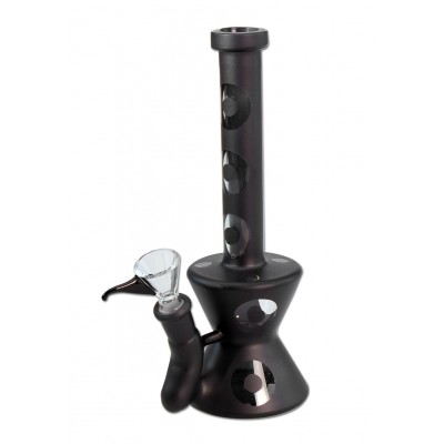 Glass Bong with Circle matt black