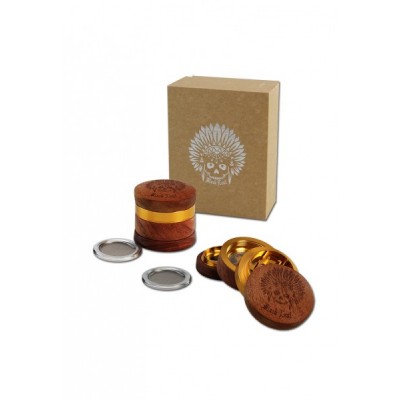 Vip Grinder ξύλινο με χρυσό Red Indian 4-επιπέδων