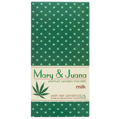 Euphoria Mary & Juana milk chocolate with cannabis seeds (32 % cocoa), 80 g