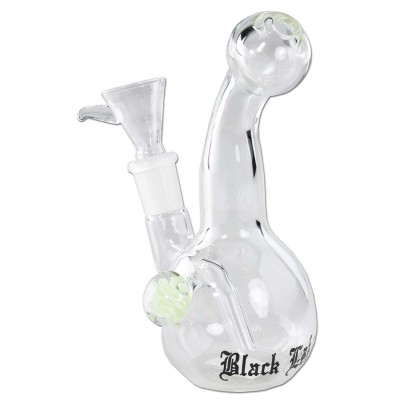 Black Leaf Glass Bong for Herbs + Oil light green