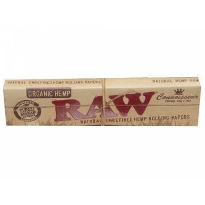 Χαρτάκια RAW Organic Hemp Connoisseur Kingsize Slim με 32 Φύλλα και 32 Τζιβάνες